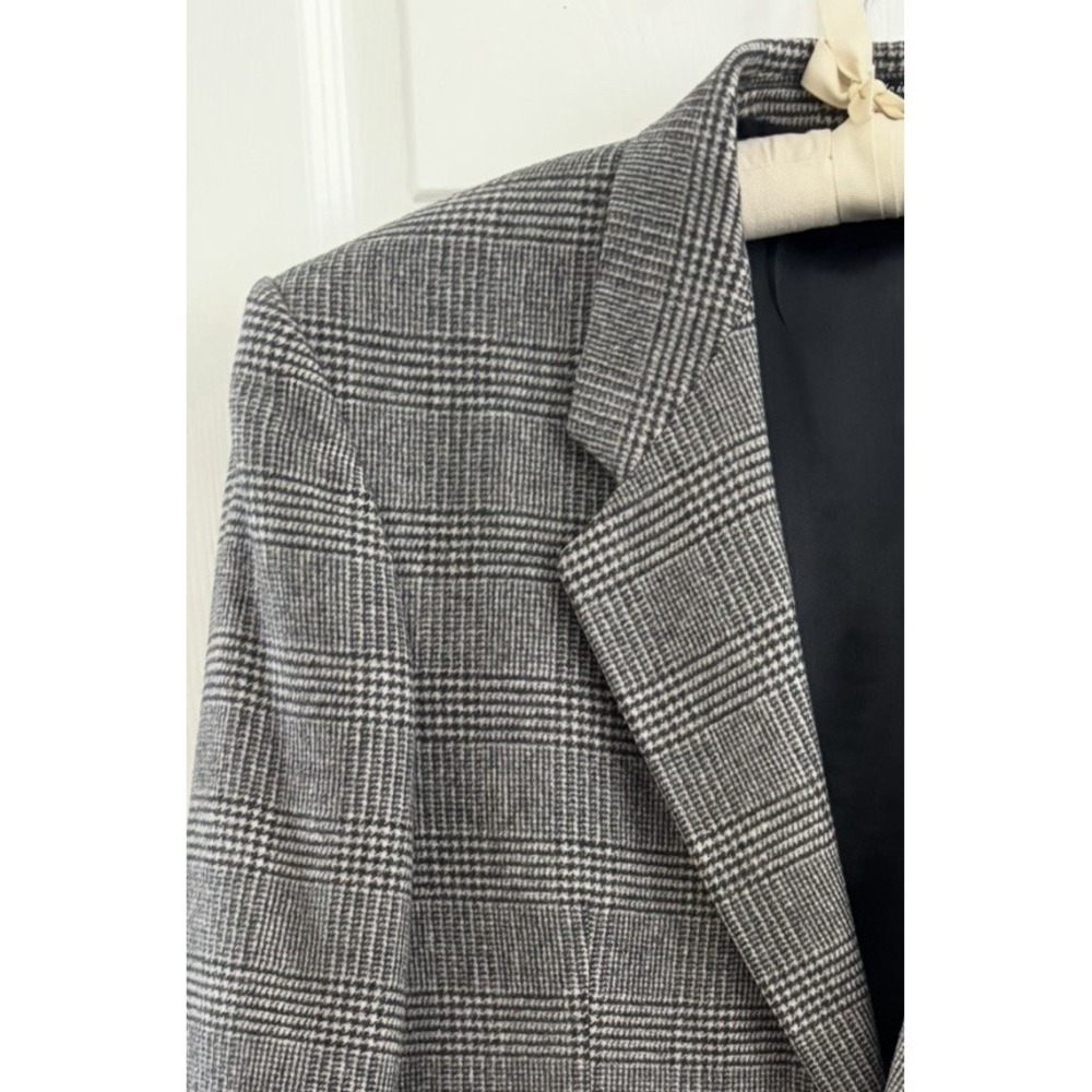 Christian Aujard Men's 40R Cashmere Blend Classic 2-Button‎ Blazer Black Plaid